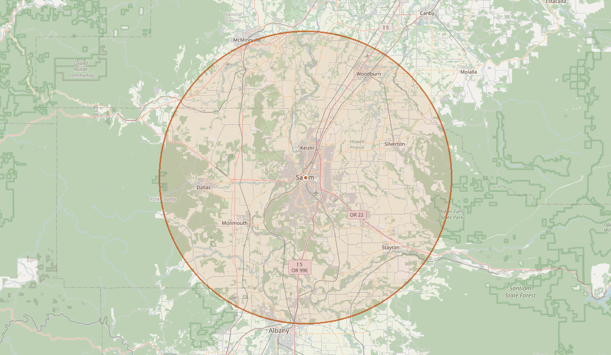 Map of the area Swift Painting Company LLC serves